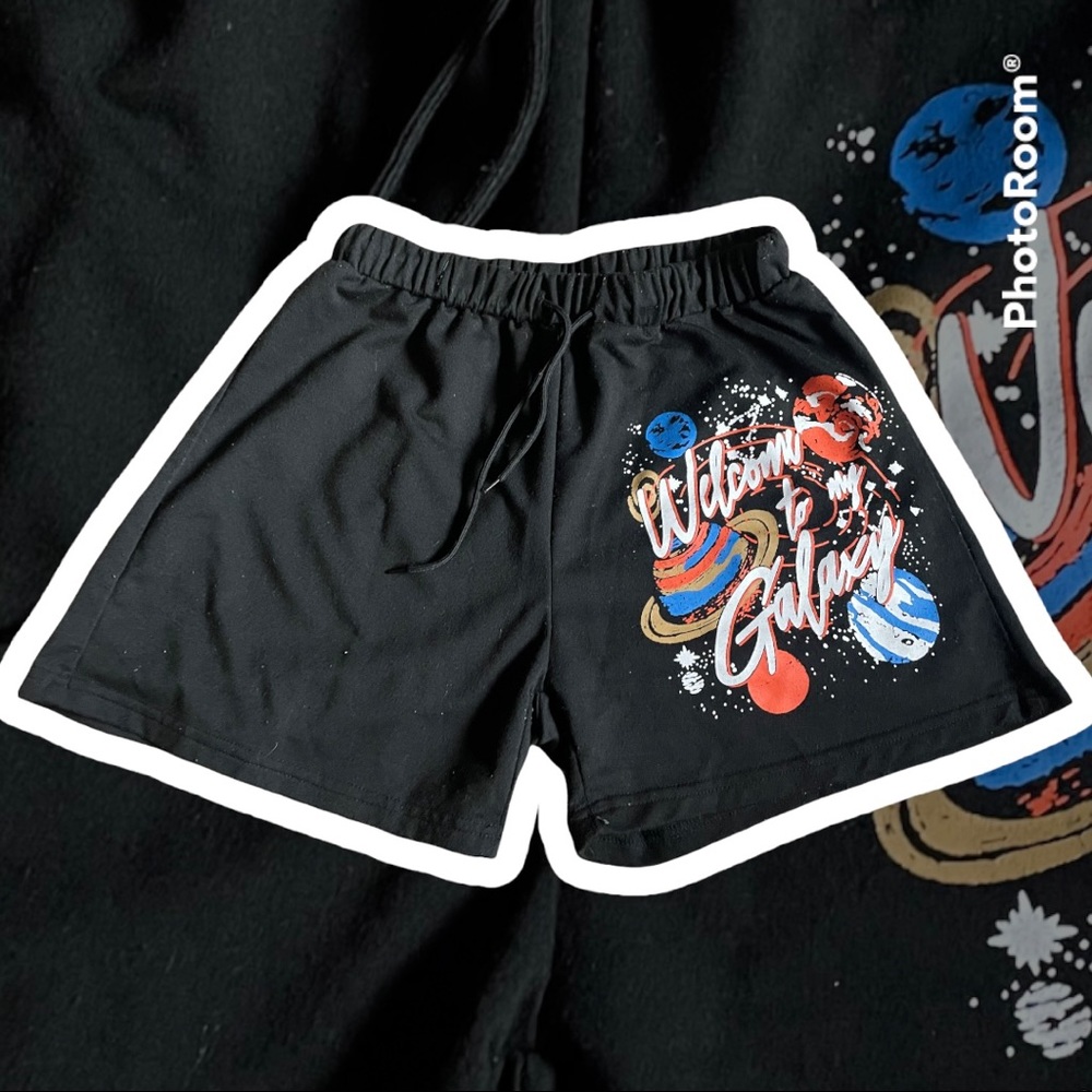 welcom to the galaxy black shorts